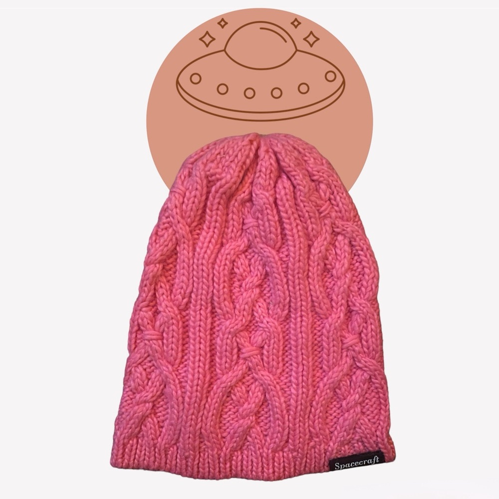 SPACECRAFT HOT PINK CABLE KNIT BEANIE